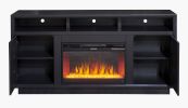 Bridgevine Home Sunset 67 inch Electric Fireplace TV Stand for TVs up to 80 inches, Minimal Assembly, Black Finish