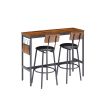 Bar Table Set with wine bottle storage rack. Rustic Brown,47.24'' L x 15.75'' W x 35.43'' H.