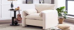 Modern Style Chenille Oversized Armchair Accent Chair Single Sofa Lounge Chair 38.6'' W for Living Room, Bedroom,Cream