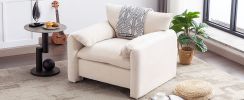 Modern Style Chenille Oversized Armchair Accent Chair Single Sofa Lounge Chair 38.6'' W for Living Room, Bedroom,Cream