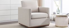 Mid Century Modern Swivel Accent Chair Armchair for Living Room, Bedroom, Guest Room, Office, Beige