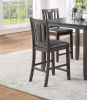 Grey Finish Dinette 5pc Set Kitchen Breakfast Counter height Dining Table w wooden Top Upholstered Cushion 4x High Chairs Dining room Furniture