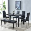 4pcs Elegant Assembled Stripping Texture High Backrest Dining Chairs Black Replace encoding 13028198-18410366