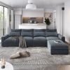 U_Style Modern Large L-Shape Feather Filled Sectional Sofa, Convertible Sofa Couch with Reversible Chaise for Living Room