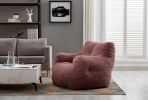 010-Soft Teddy Fabric Tufted Foam Bean Bag Chair With Teddy Fabric Bean Paste Red