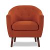 Orange Fabric Upholstered Accent Chair 1pc Espresso Finish Legs Button Tufted Solid Wood Furniture Living Room Chair