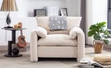 Modern Style Chenille Oversized Armchair Accent Chair Single Sofa Lounge Chair 38.6'' W for Living Room, Bedroom,Cream