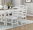 Modern Contemporary White Finish 7pc Set Dining Table and 6 Side Chairs Set Wooden Kitchen Dining Furniture Casual Style