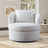 33'' W Super Soft Upholstered Swivel Barrel Chair with Pillow