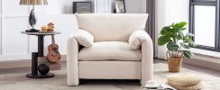 Modern Style Chenille Oversized Armchair Accent Chair Single Sofa Lounge Chair 38.6'' W for Living Room, Bedroom,Cream