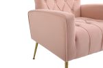 Modern Accent Chair with Ottoman, Comfy Armchair for Living Room, Bedroom, Apartment, Office (Pink)