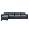 U_Style Modern Large L-Shape Feather Filled Sectional Sofa, Convertible Sofa Couch with Reversible Chaise for Living Room