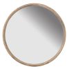 28" Round Wood Mirror, Wall Mounted Mirror Home Decor for Bathroom Living Room