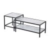 Modern Nesting coffee table Square & rectangle; Black metal frame with wood marble color top