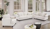 Living Room Furniture, Modern 3-Piece Including Three-Seater, Loveseat and Single Chair,Chenille modern Upholstered Sofa Set, White