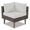 GO 4-pieces Outdoor Wicker Sofa Set, Patio Furniture with Colorful Pillows, L-shape sofa set, Beige cushions and Brown Rattan