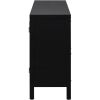 TREXM Large Storage Space Sideboard with Artificial Rattan Door and Metal Handles for Living Room and Entryway (Black)