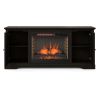 Bridgevine Home Topanga 68 inch Electric Fireplace TV Console for TVs up to 80 inches, Minimal Assembly, Clove finish