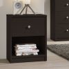 Modern 1-Drawer Bedroom Nightstand in Dark Brown Wood Finish