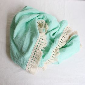 Baby Cotton Double Yarn Tassel Bath Towel (Option: Mint green-100x120cm)