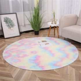 1pc, Non-Slip Plush Round Area Rug for Living Room and Kitchen - Soft and Durable Indoor Floor Mat for Home and Room Decor - 23.62 x 23.62 (Color: Tie-dye Colorful)