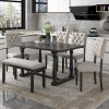 6-Piece Dining Table and Chair Set with Special-shaped Legs and Foam-covered Seat Backs&Cushions for Dining Room