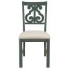 5-Piece Round Dining Table and 4 Fabric Chairs with Special-shaped Table Legs and Storage Shelf