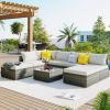 8-Pieces Outdoor Patio Furniture Sets;  Garden Conversation Wicker Sofa Set;  Single Sofa Combinable