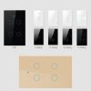 Wifi Smart Light Switch Glass Screen Touch Panel Voice Control Wireless Wall Switches Remote with Alexa Google Home 1/2/3/4 Gang Black Color