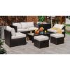 8 Pieces Patio Space-Saving Rattan Furniture Set with Storage Box and Waterproof Cover