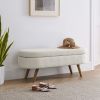 Ottoman Oval Storage Bench,Rubber Wood Legs