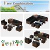 8 Pieces Patio Space-Saving Rattan Furniture Set with Storage Box and Waterproof Cover