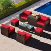 8 Pieces Patio Space-Saving Rattan Furniture Set with Storage Box and Waterproof Cover