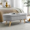 Ottoman Oval Storage Bench,Rubber Wood Legs